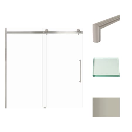 Transolid 60" High x 60" Wide Bypass Frameless Shower Door with Clear Glass Brushed Stainless