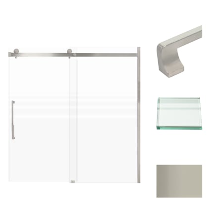 Transolid 60" High x 60" Wide Bypass Frameless Shower Door with Clear Glass Brushed Stainless