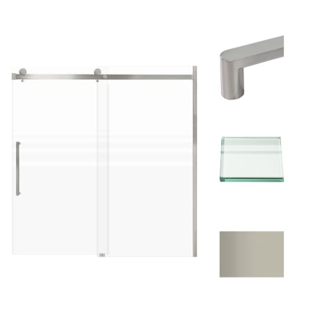 Transolid 60" High x 60" Wide Bypass Frameless Shower Door with Clear Glass Brushed Stainless