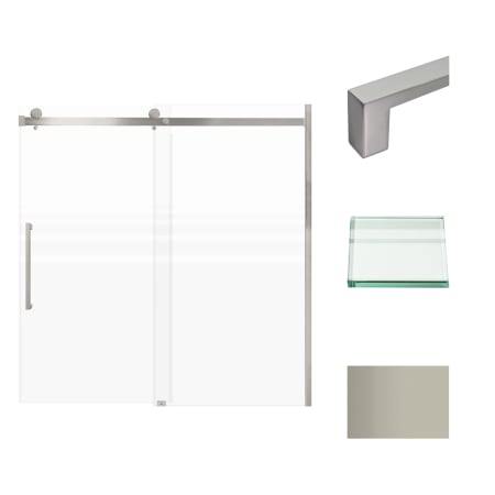 Transolid 60" High x 60" Wide Bypass Frameless Shower Door with Clear Glass Brushed Stainless