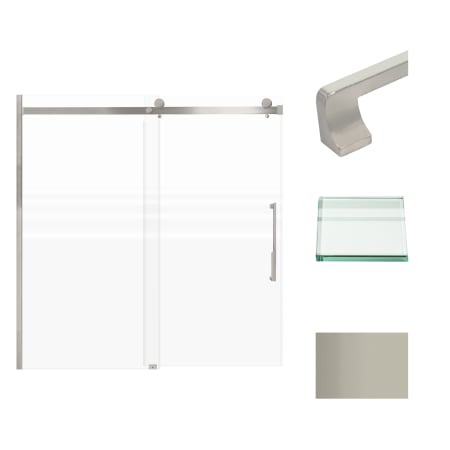 Transolid 60" High x 60" Wide Bypass Frameless Shower Door with Clear Glass Brushed Stainless