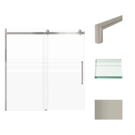 Transolid 60" High x 60" Wide Bypass Frameless Shower Door with Clear Glass Brushed Stainless