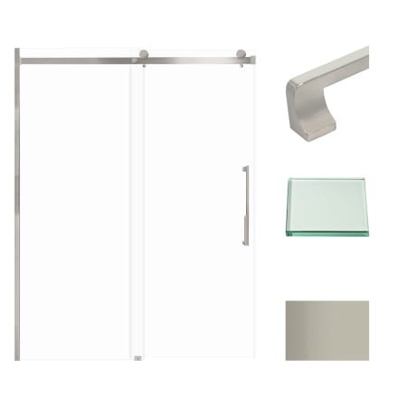 Transolid 76" High x 60" Wide Bypass Frameless Shower Door with Clear Glass Brushed Stainless