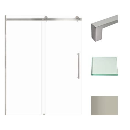 Transolid 76" High x 60" Wide Bypass Frameless Shower Door with Clear Glass Brushed Stainless