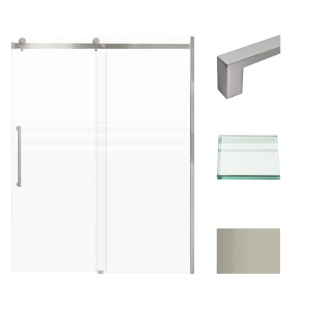 Transolid 76" High x 60" Wide Bypass Frameless Shower Door with Clear Glass Brushed Stainless