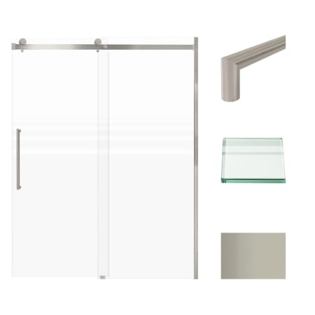Transolid 76" High x 60" Wide Bypass Frameless Shower Door with Clear Glass Brushed Stainless
