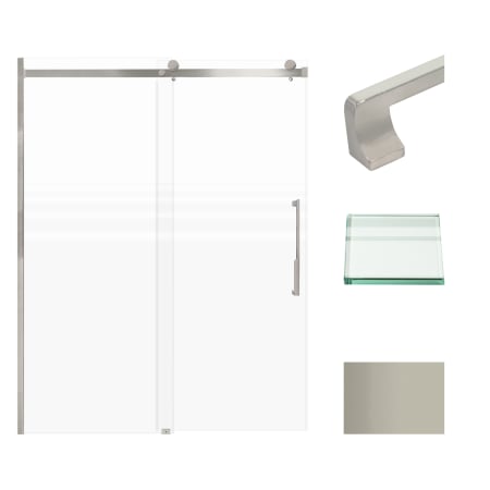 Transolid 76" High x 60" Wide Bypass Frameless Shower Door with Clear Glass Brushed Stainless