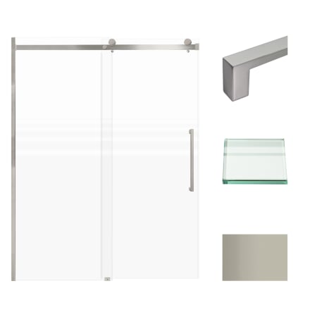 Transolid 76" High x 60" Wide Bypass Frameless Shower Door with Clear Glass Brushed Stainless