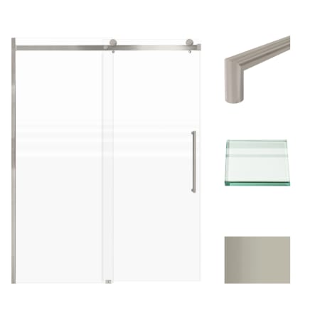 Transolid 76" High x 60" Wide Bypass Frameless Shower Door with Clear Glass Brushed Stainless
