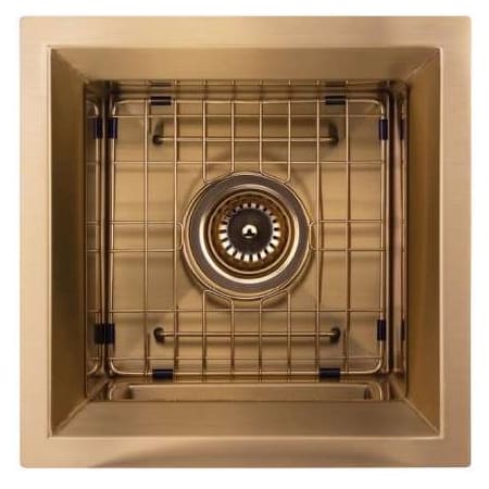 Transolid Studio 15" Undermount Single Basin Stainless Steel Kitchen Sink with Basin Rack and Basket Strainer PVD Satin Brass