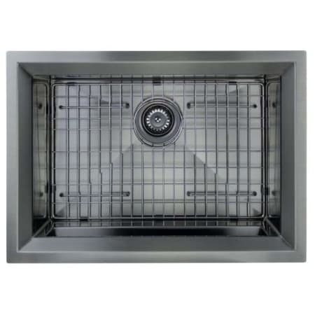 Transolid Studio 26" Undermount Single Basin Stainless Steel Kitchen Sink with Basin Rack PVD Gun Metal