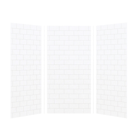 Transolid SaraMar 36" W x 36" D x 72" H Three Panel Shower Wall Kit White Subway Tile