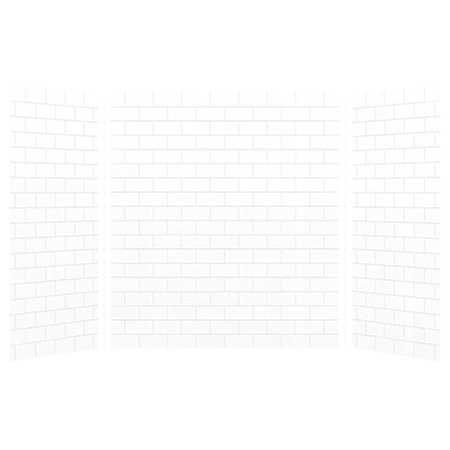 Transolid SaraMar 60" W x 36" D x 72" H Three Panel Shower Wall Kit White Subway Tile