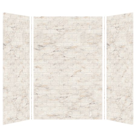 Transolid SaraMar 60" W x 36" D x 96" H Three Panel Shower Wall Kit Biscotti Marble Subway Tile