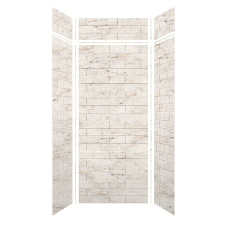 Transolid SaraMar 36" W x 36" D x 96" H Six Panel Shower Wall Kit Biscotti Marble Subway Tile