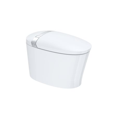 Transolid Azalea 1.08 GPF Dual Flush One Piece Elongated Toilet with Actuator Plate Flush - Bidet Seat Included White