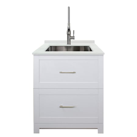 Transolid Contemporary Laundry Cabinet 30" Free Standing Single Basin Stainless Steel Laundry Sink Cabinet White