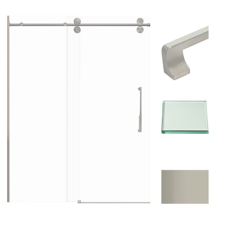 Transolid 80" High x 59" Wide Bypass Frameless Shower Door with Clear Glass Brushed Stainless