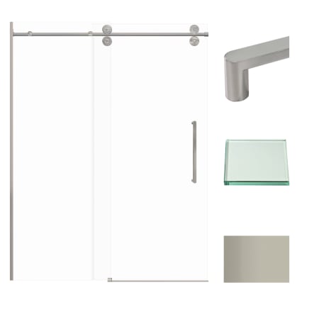 Transolid 80" High x 59" Wide Bypass Frameless Shower Door with Clear Glass Brushed Stainless