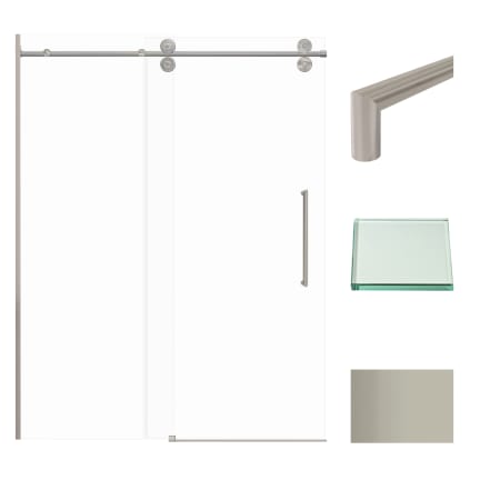 Transolid 80" High x 59" Wide Bypass Frameless Shower Door with Clear Glass Brushed Stainless