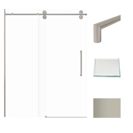 Transolid 80" High x 59" Wide Bypass Frameless Shower Door with Clear Glass Brushed Stainless