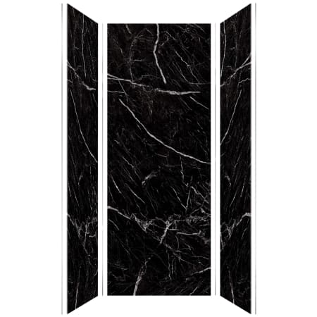 Transolid Titan 96" High x 36" Wide x 36" Deep Matte Honed Shower Wall Kit with Aluminum Corner and Edge Trim Black Caruso