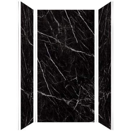 Transolid Titan 96" High x 48" Wide x 36" Deep Matte Honed Shower Wall Kit with Aluminum Corner and Edge Trim Black Caruso