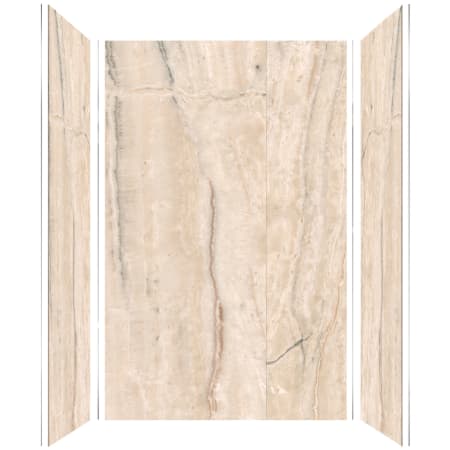 Transolid Titan 96" High x 60" Wide x 36" Deep High Gloss Shower Wall Kit with Aluminum Corner and Edge Trim Savanna Creme