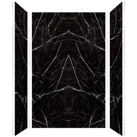 Transolid Titan 96" High x 60" Wide x 36" Deep High Gloss Bookmatch Shower Wall Kit with Aluminum Corner and Edge Trim Black Caruso