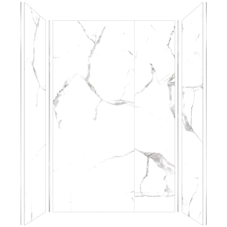 Transolid Titan 96" High x 60" Wide x 48" Deep High Gloss Shower Wall Kit with Aluminum Corner and Edge Trim White Caruso