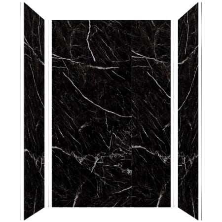 Transolid Titan 96" High x 60" Wide x 48" Deep Matte Honed Shower Wall Kit with Aluminum Corner and Edge Trim Black Caruso