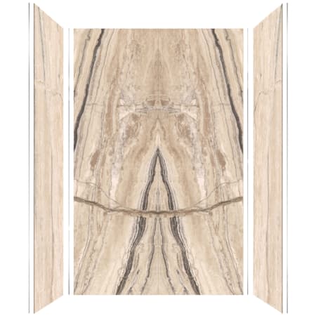 Transolid Titan 96" High x 60" Wide x 48" Deep High Gloss Bookmatch Shower Wall Kit with Aluminum Corner and Edge Trim Savanna Creme