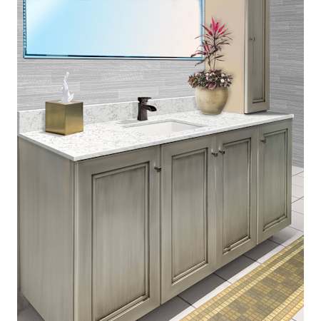 Transolid Silestone 28" Quartz Vanity Top with Rectangular Sink, 4" Centers, Backsplash and Sidesplash Lyra