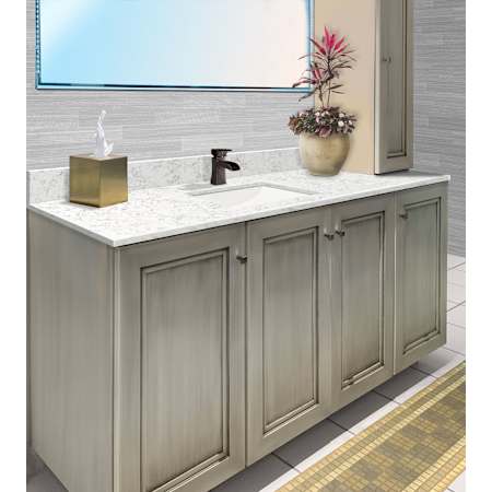 Transolid Silestone 28" Quartz Vanity Top with Rectangular Sink, Backsplash and Sidesplash Lyra