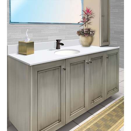 Transolid Silestone 35" Quartz Vanity Top with Circular Sink, 4" Centers, Backsplash and Sidesplash