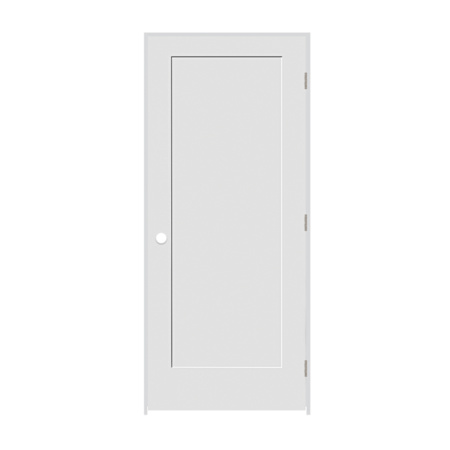 Trimlite 22" x 80" 1 Panel Shaker Primed Prehung Left Interior Passage Door with Satin Nickel Hinges and 7-1/4" Door Jamb Unfinished