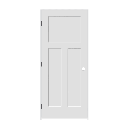 Trimlite 22" x 80" 3 Panel Shaker Primed Prehung Solid Core Right Interior Passage Door with Matte Black Hinges and 4-9/16" Door Jamb Unfinished