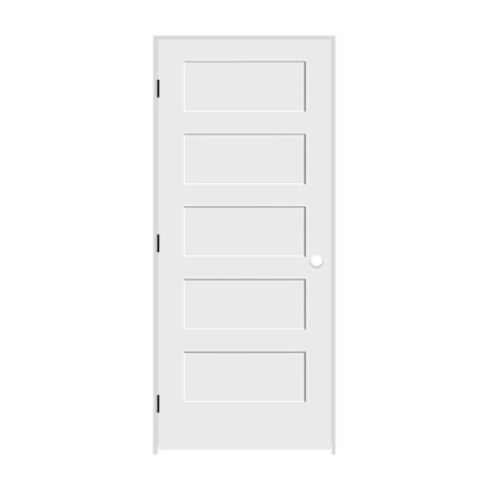 Trimlite 22" x 80" 5 Panel Shaker Primed Prehung Right Interior Passage Door with Matte Black Hinges and 4-9/16" Door Jamb Unfinished