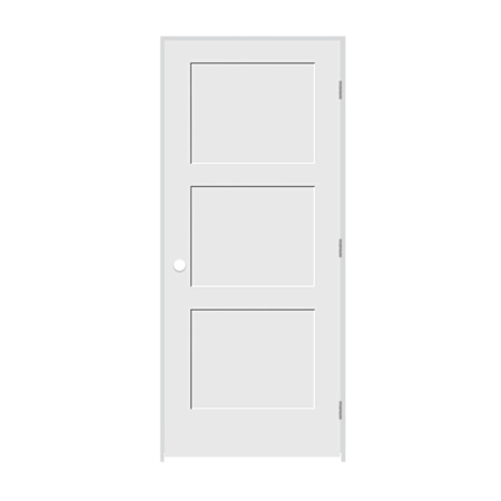 Trimlite 22" x 80" 3 Panel Shaker Primed Prehung Left Interior Passage Door with Satin Nickel Hinges and 6-9/16" Door Jamb Unfinished