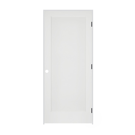Trimlite 18" x 80" 1 Panel Primed Prehung Interior Colonial Left Passage Door with Matte Black Hinges and 4-9/16" Door Jamb Unfinished
