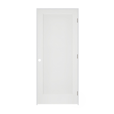 Trimlite 18" x 80" 1 Panel Primed Prehung Interior Colonial Left Passage Door with Satin Nickel Hinges and 7-1/4" Door Jamb Unfinished