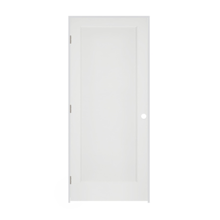 Trimlite 18" x 80" 1 Panel Primed Prehung Interior Colonial Right Passage Door with Brushed Chrome Hinges and 7-1/4" Door Jamb Unfinished