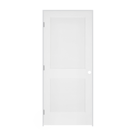Trimlite 18" x 80" 2 Panel Primed Prehung Interior Colonial Right Passage Door with Brushed Chrome Hinges and 7-1/4" Door Jamb Unfinished