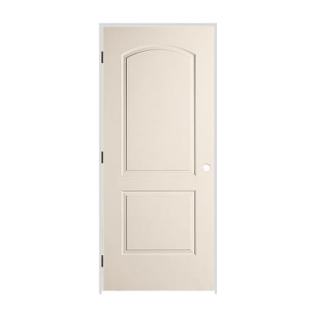 Trimlite 18" x 80" Primed 2-Panel Arch Top Caiman Molded Hollow Core 7-1/4" Jamb Right Hand Prehung Door with Oil Rubbed Bronze Hinges Primed