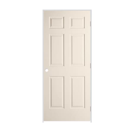 Trimlite 18" x 80" x 1-3/8" Primed 6-Panel Colonist Molded Textured Hollow Core 4-9/16" LH Prehung Door with Brushed Chrome Hinges Primed