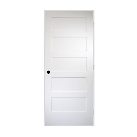 Trimlite 20" by 80" 5 Panel Bevel Shaker Left Handed Interior Prehung Passage Door with Satin Nickel Hinges and 4-9/16" Door Jamb Unfinished