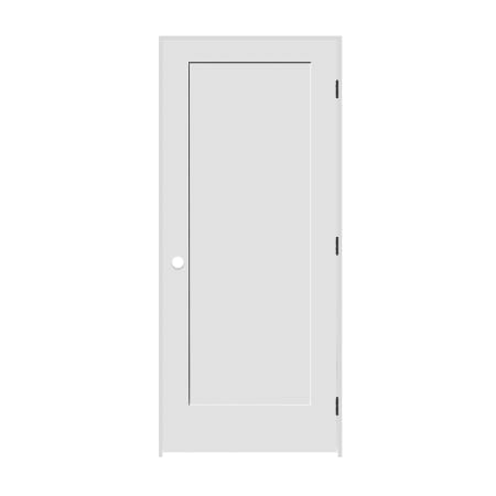 Trimlite 20" x 80" 1 Panel Shaker Primed Prehung Left Interior Passage Door with Matte Black Hinges and 4-9/16" Door Jamb Unfinished