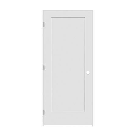 Trimlite 20" x 80" 1 Panel Shaker Primed Prehung Right Interior Passage Door with Matte Black Hinges and 4-9/16" Door Jamb Unfinished