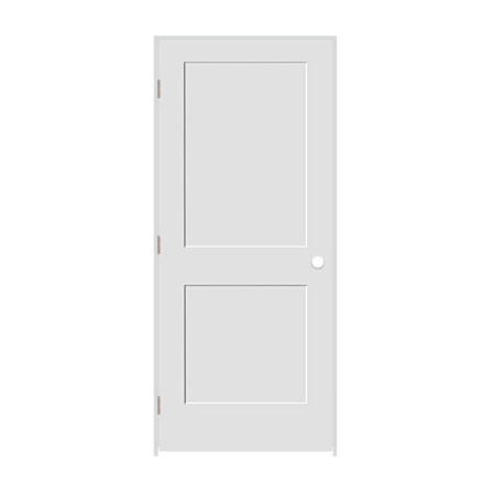 Trimlite 20" x 80" 2 Panel Shaker Primed Prehung Right Interior Passage Door with Satin Nickel Hinges and 4-9/16" Door Jamb Unfinished