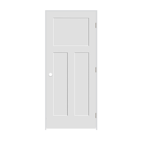 Trimlite 20" x 80" 3 Panel Shaker Primed Prehung Solid Core Left Interior Passage Door with Brushed Chrome Hinges and 7-1/4" Door Jamb Unfinished